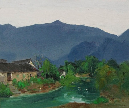 shanghai, oil pastel painting