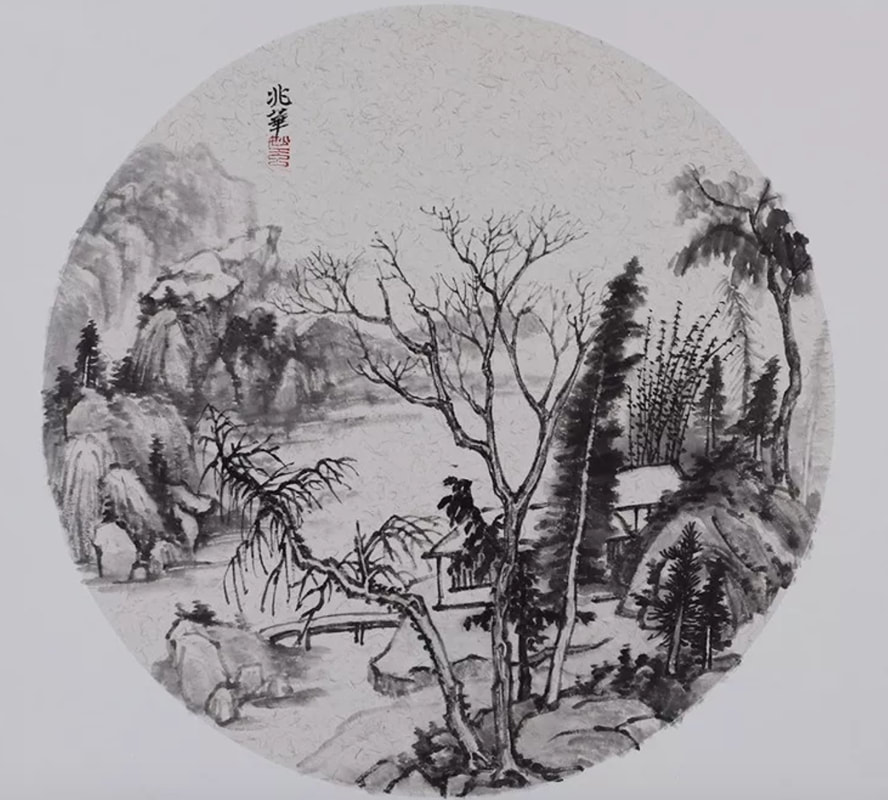 Chinese painting retreat at zhejiang, countryside